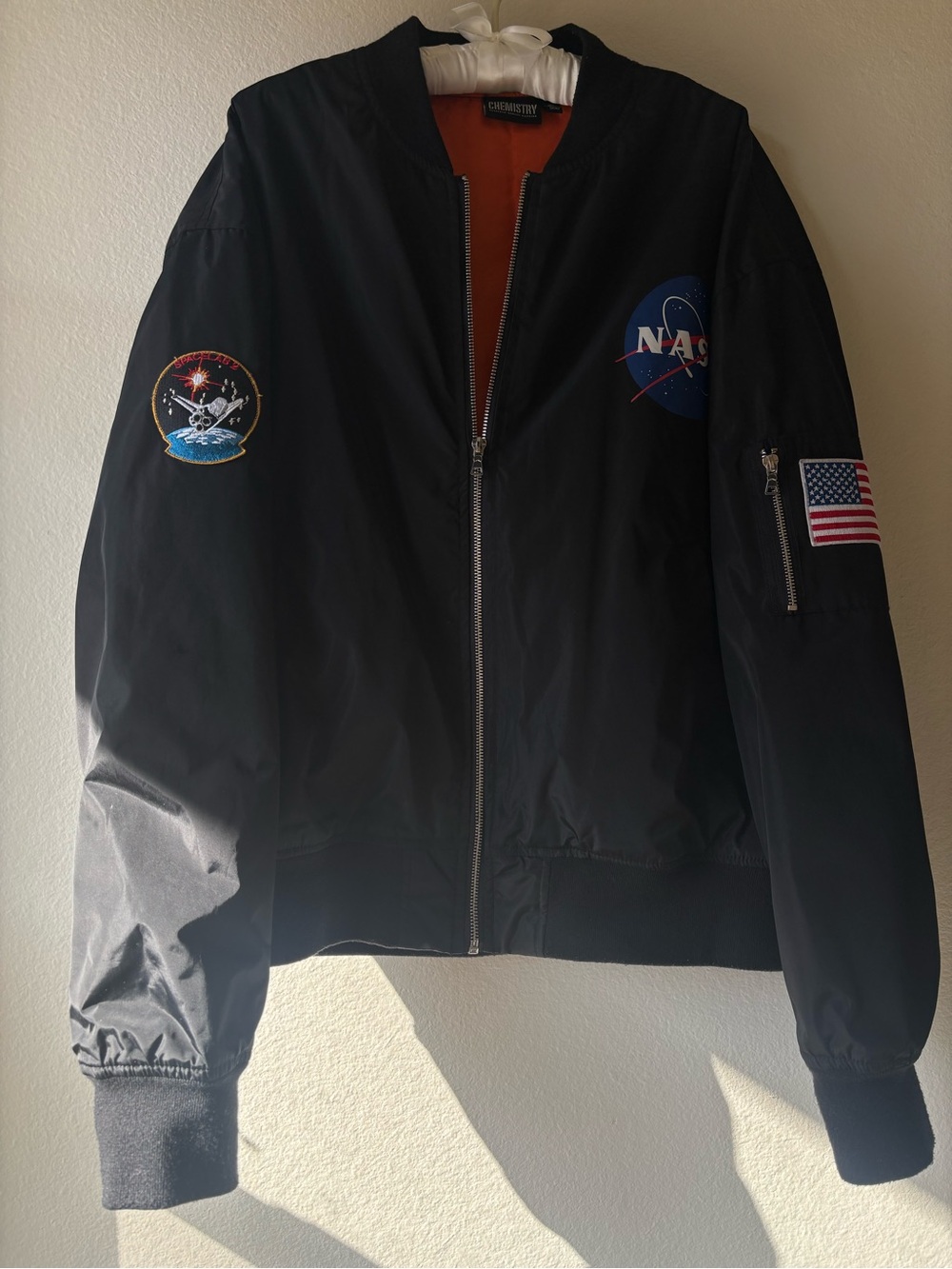 Chemistry Black NASA Patch Bomber Jacket